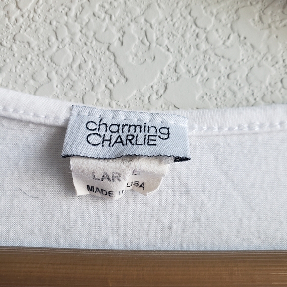 Charming Charlie White Beaded Top - Picture 3 of 3